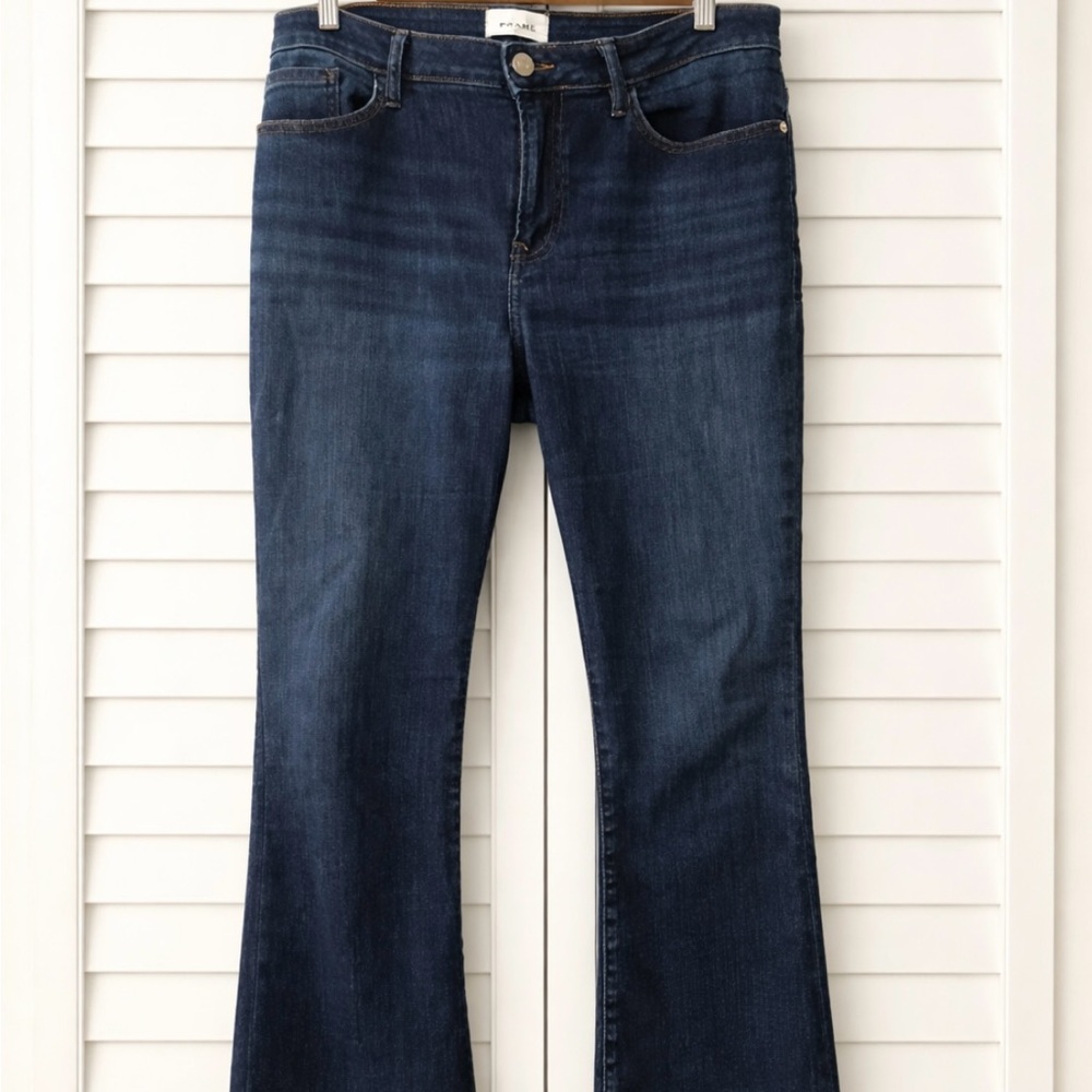 Frame Denim Dark Indigo Flare Jeans